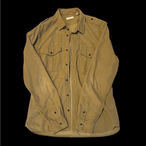 Burberry Tan Button up Sz L - Picture 1 of 3
